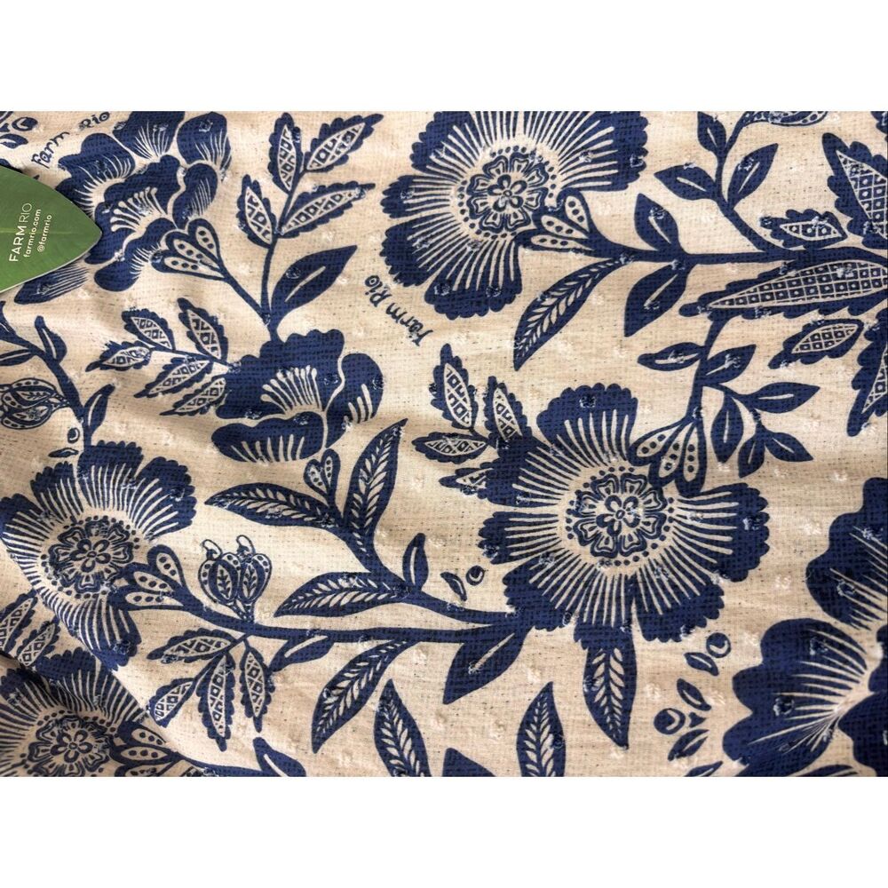 Farm Rio Blue Pineapple Garden Smocked Strap Midi Dress NWT XS $230 coastal smoc - Picture 7 of 8